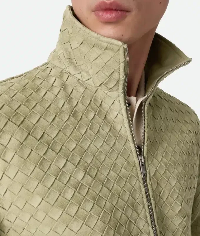 Blouson i Intrecciato-mönstrat mocka Blouson i Intrecciato-mönstrat mocka