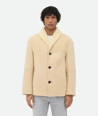 Blouson i merinoull och fårskinn