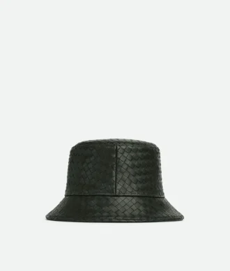 Bucket hat i Intrecciato-läder