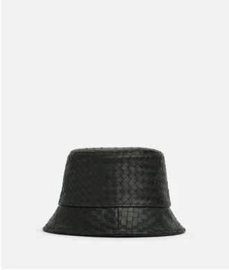 Bucket hat i Intrecciato-läder