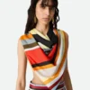Foulard i randig silketwill Foulard i randig silketwill