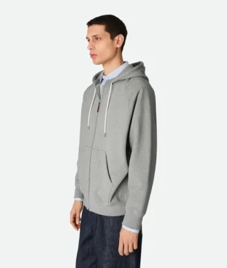 Huvtröja i bomullsfleece med dragkedja