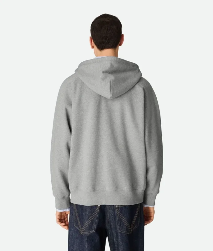 Huvtröja i bomullsfleece med dragkedja Huvtröja i bomullsfleece med dragkedja