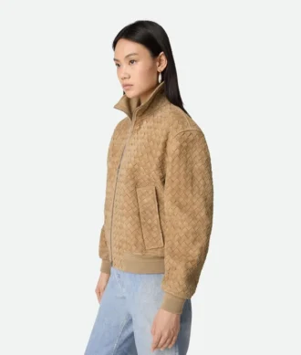 Intrecciato-blouson i mocka