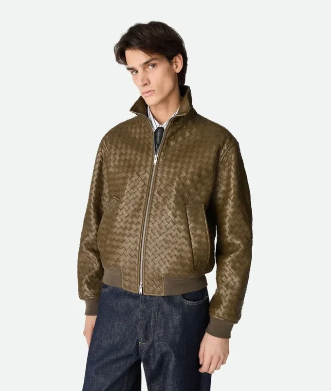 Intrecciato-läderblouson Intrecciato-läderblouson