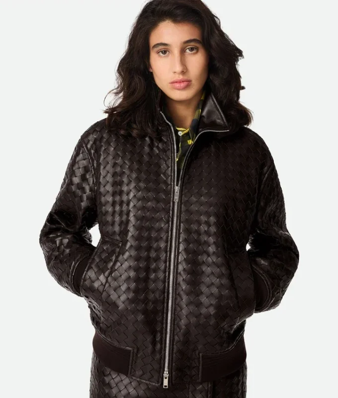 Intrecciato-läderblouson Intrecciato-läderblouson