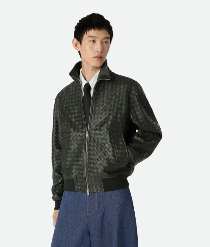 Intrecciato-läderblouson Intrecciato-läderblouson