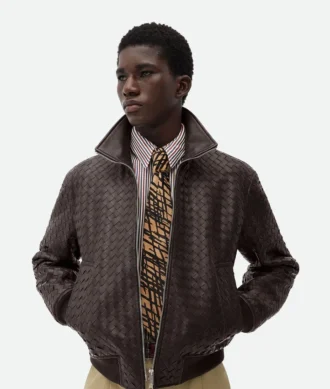Intrecciato-läderblouson Intrecciato-läderblouson