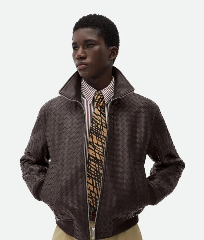 Intrecciato-läderblouson Intrecciato-läderblouson