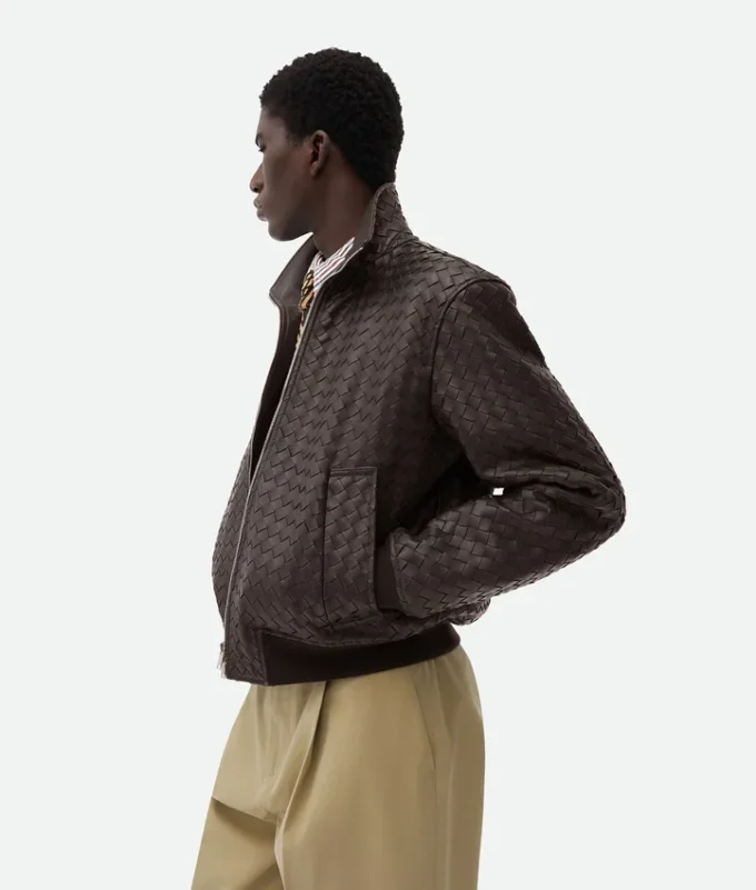 Intrecciato-läderblouson Intrecciato-läderblouson