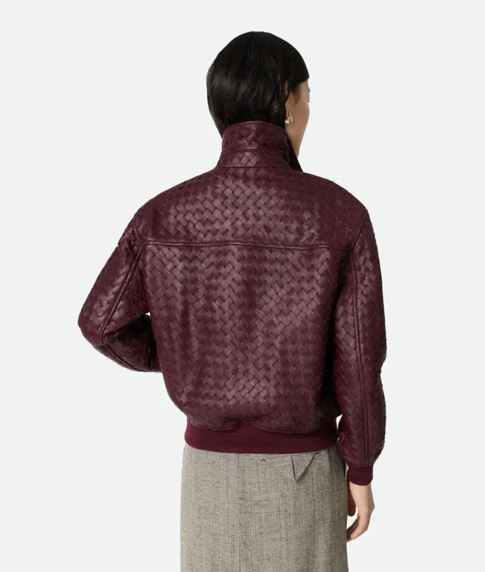 Intrecciato-läderblouson