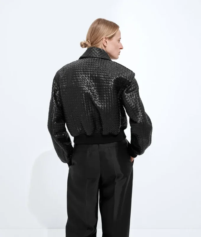 Intrecciato-läderblouson Intrecciato-läderblouson