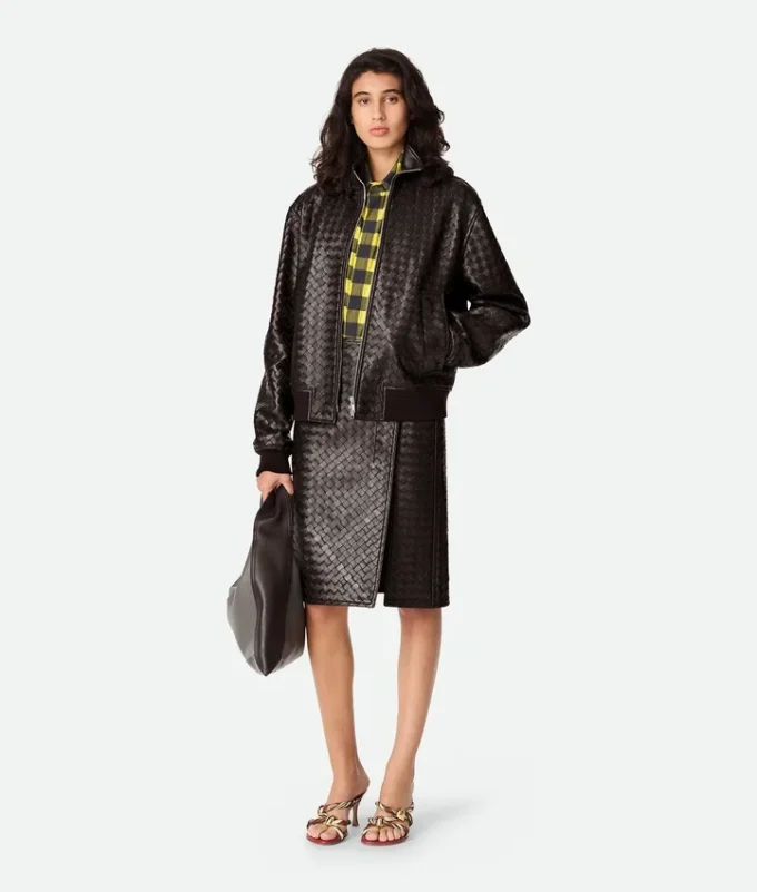 Intrecciato-läderblouson Intrecciato-läderblouson