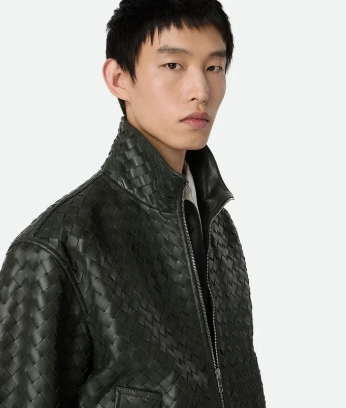Intrecciato-läderblouson Intrecciato-läderblouson