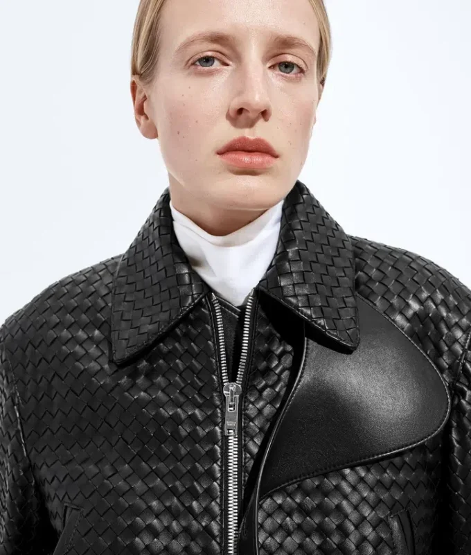 Intrecciato-läderblouson Intrecciato-läderblouson