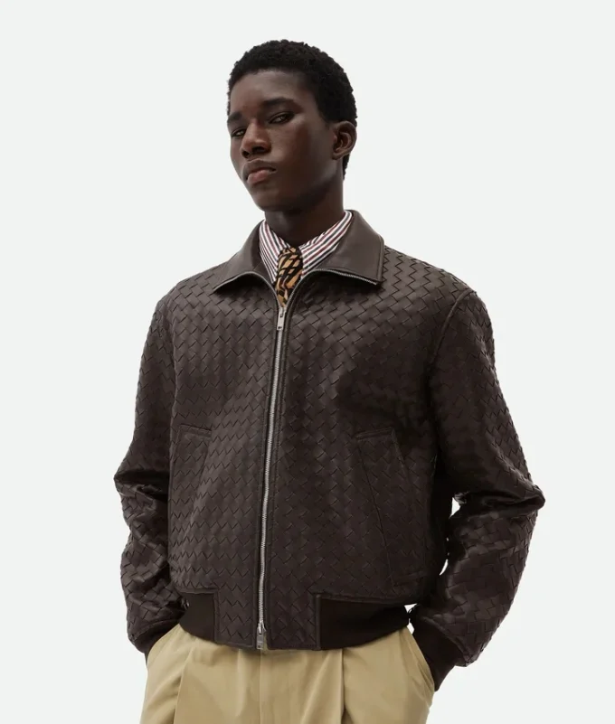 Intrecciato-läderblouson Intrecciato-läderblouson