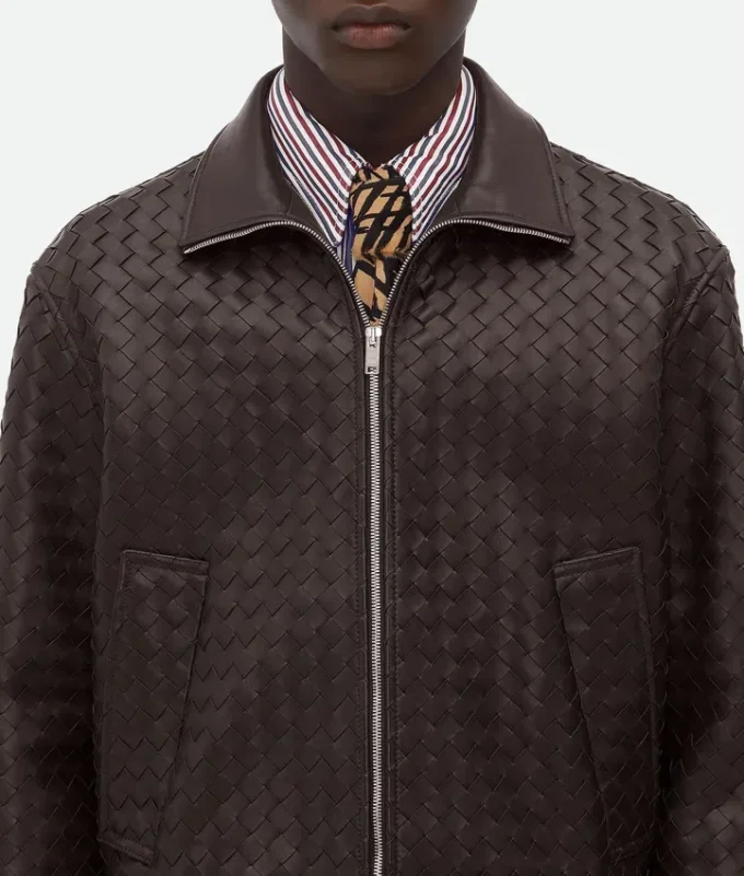 Intrecciato-läderblouson Intrecciato-läderblouson