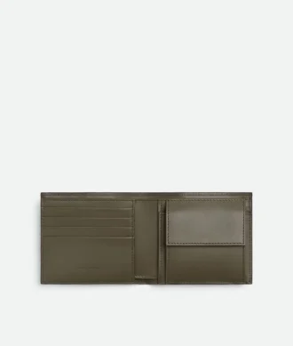 Intrecciato-plånbok med två fack och myntfack