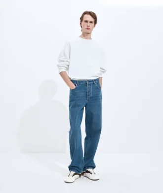 Jeans med vid ben i medium indigo
