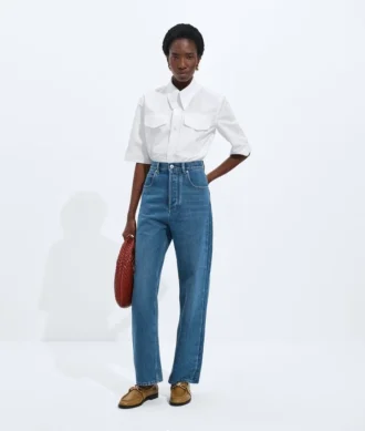 Jeans med vid ben i medium indigo