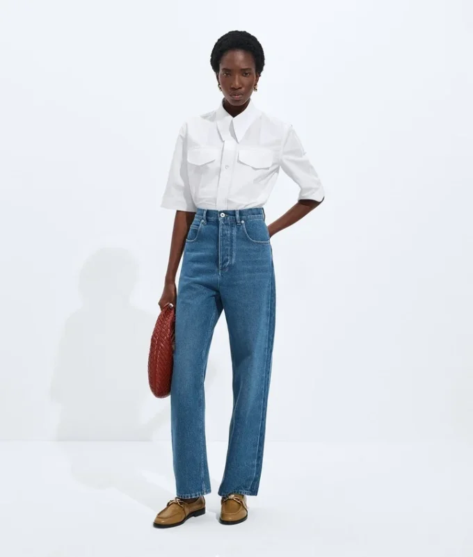 Jeans med vid ben i medium indigo Jeans med vid ben i medium indigo