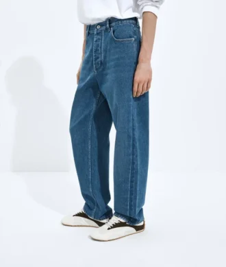 Jeans med vid ben i medium indigo