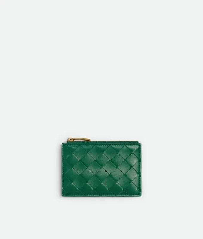 Kortfodral med dragkedja i Intrecciato