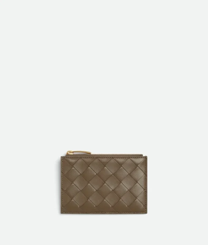 Kortfodral med dragkedja i Intrecciato