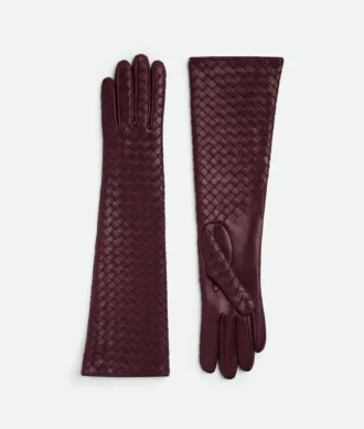 Midi-handskar i Intrecciato-läder