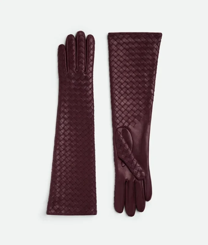 Midi-handskar i Intrecciato-läder Midi-handskar i Intrecciato-läder