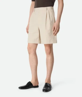 Shorts i bomulls- och linnetwill