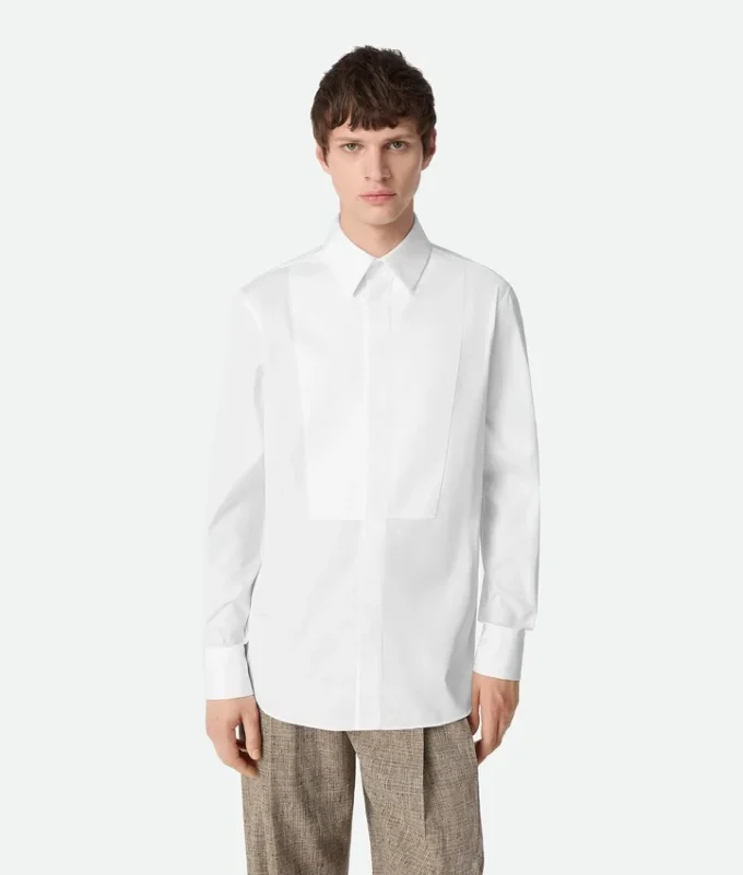 Skjorta i poplin med plastron Skjorta i poplin med plastron
