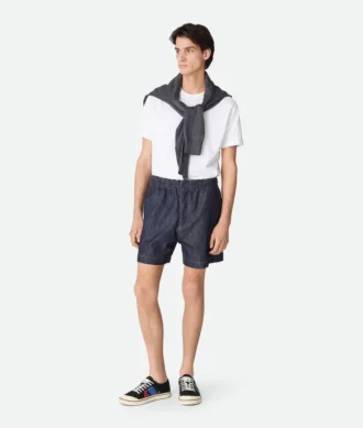 Sköljda indigo-denimshorts