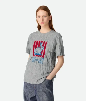 T-shirt i krusad bomullsjersey med tryck