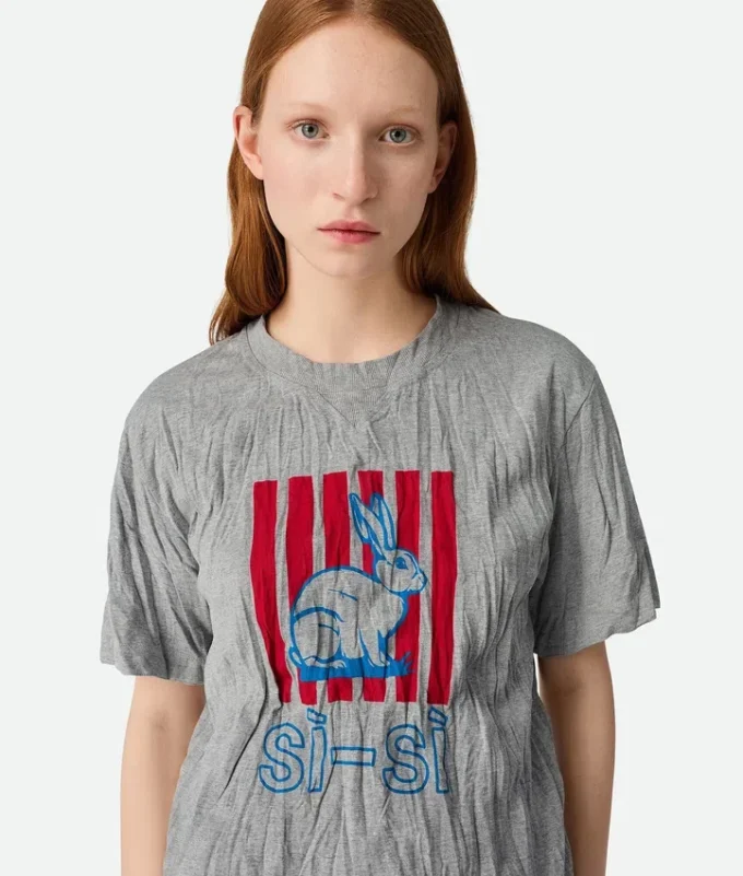 T-shirt i krusad bomullsjersey med tryck T-shirt i krusad bomullsjersey med tryck