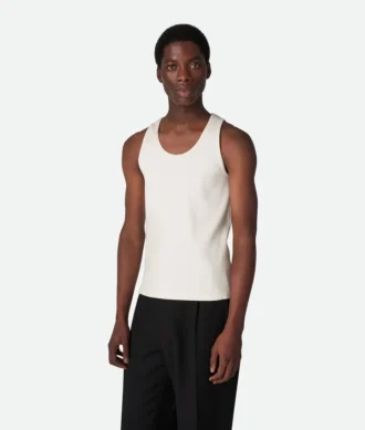 Tanktop i kompakt bomullsribbstickad jersey