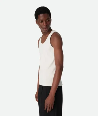 Tanktop i kompakt bomullsribbstickad jersey