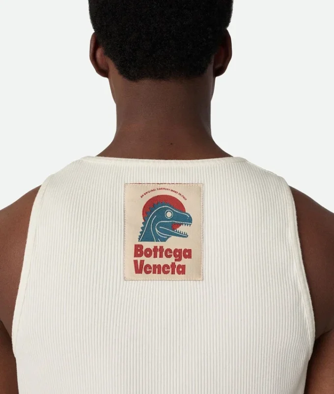 Tanktop i kompakt bomullsribbstickad jersey Tanktop i kompakt bomullsribbstickad jersey