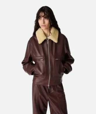 Vadderad läderblouson