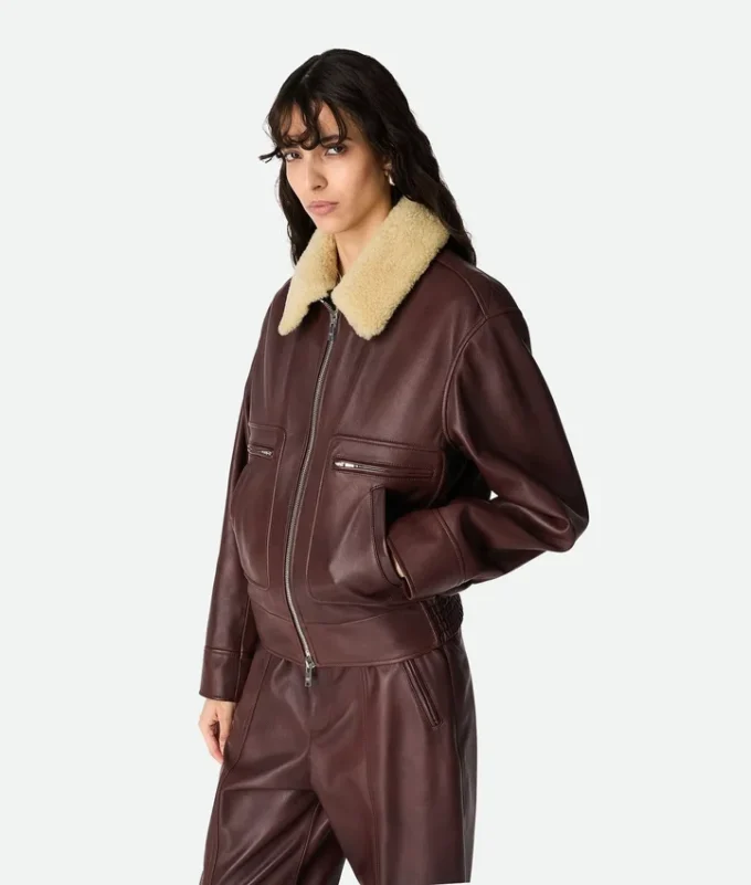 Vadderad läderblouson Vadderad läderblouson