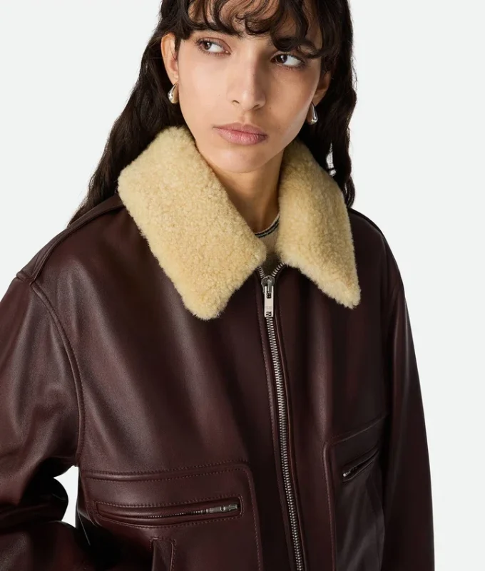 Vadderad läderblouson Vadderad läderblouson