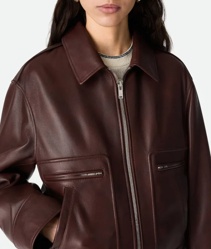 Vadderad läderblouson Vadderad läderblouson