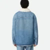 Vintage-jacka i indigo-denim och fårskinn Vintage-jacka i indigo-denim och fårskinn