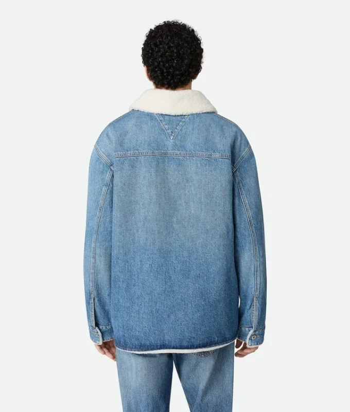 Vintage-jacka i indigo-denim och fårskinn Vintage-jacka i indigo-denim och fårskinn