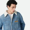 Vintage-jacka i indigo-denim och fårskinn Vintage-jacka i indigo-denim och fårskinn