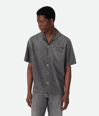 Vintage svart denimskjorta