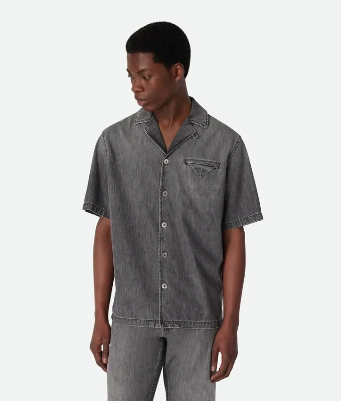 Vintage svart denimskjorta