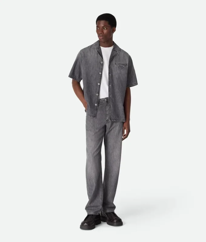 Vintage svart denimskjorta